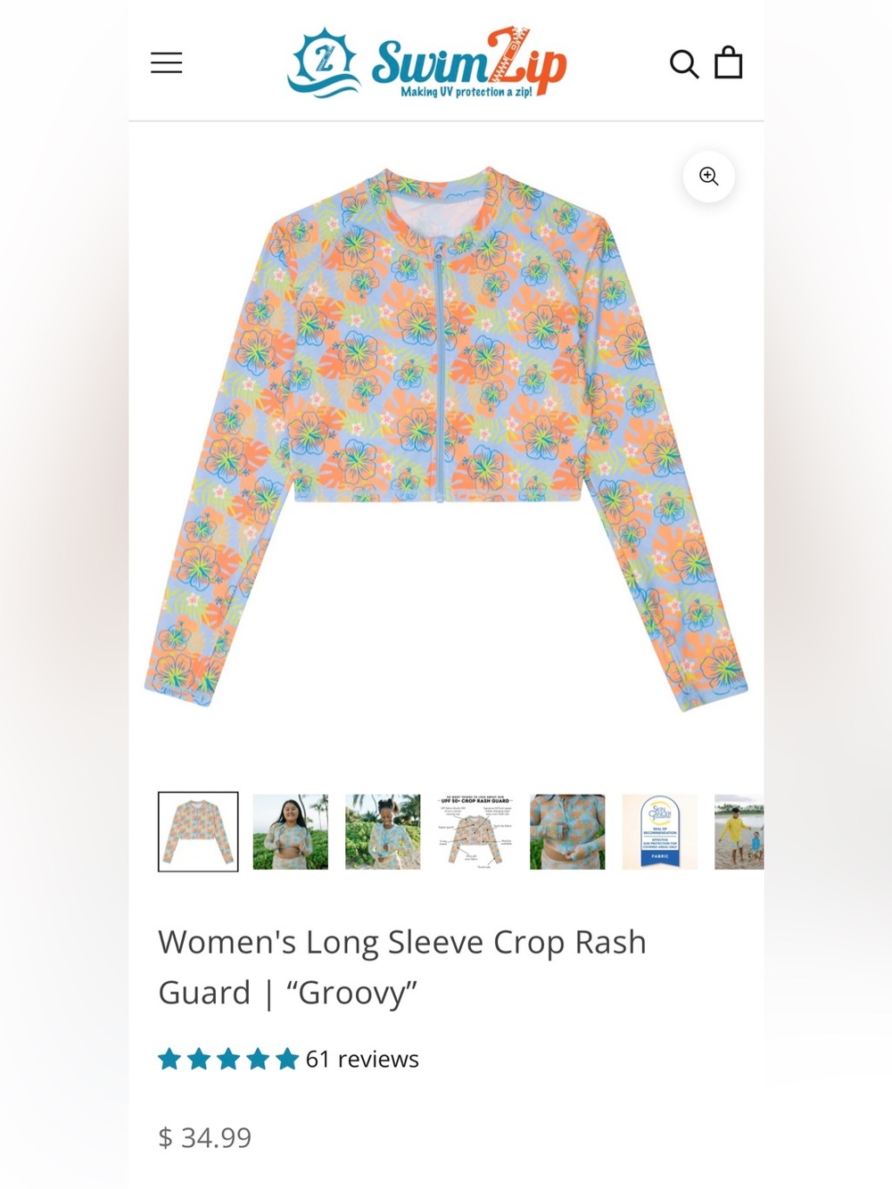 Long Sleeve Crop Rash Guard “Groovy” 2X